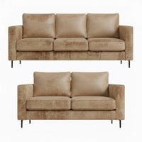 Juego Living 3-2 Tennese Beige cuero sintetico envejecido con asiuentos de resorte pocket