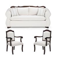 Living 311 TEHERAN blanco sofa resortes mas 2 sitiales clasicos madera