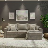 Seccional intercambiable Burton gris cuero sintetico envejecido resortes pocket