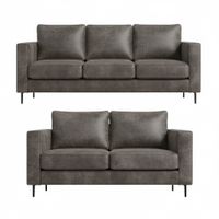 Juego Living 3-2 Tennese Gris cuero sintetico envejecido con asiuentos de resorte pocket