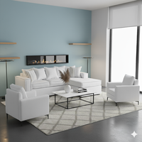 Living 311 lehmann blanco seccional resortes + 2 poltronas resortes