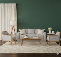 LIVING 311 ROMEO GRIS CLARO SOFA 3 CUERPOS RESORTES + 2 SITIALES DE MADERA