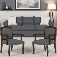 Juego de Living 311 Antonia marengo sofa con resortes + 2 sitiales madera