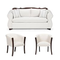 Living 311 Afgano blanco sofa resortes + 2 sitiales madera
