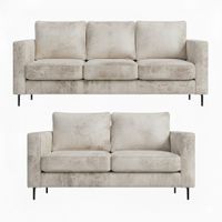 Juego Living 3-2 Tennese Blanco Bone cuero sintetico envejecido con asiuentos de resorte pocket