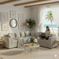 Seccional 6 Cuerpos Baco Gris Claro Resortes Pocket