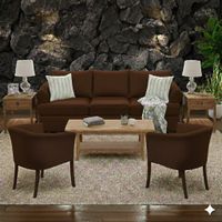 Juego de Living Pastora cafe 311 sofa resortes + 2 sitiales madera