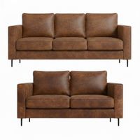 Juego Living 3-2 Tennese Cafe cuero sintetico envejecido con asiuentos de resorte pocket
