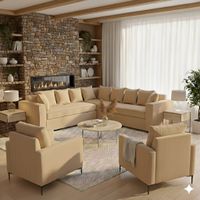Living 311 Baco seccional mas 2 poltornas color beige  productos con resortes