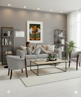 Living 311 Kabul gris sofa 3 cuerpos + 2 sitiales madera