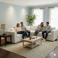 Seccional Emilia beige  con Resortes pocket full comfor