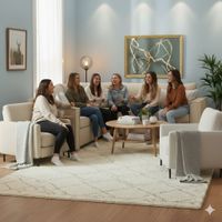 Living  311 Matilda beige claro seccional y 2 poltronas con resortes