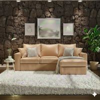 Seccional intercambiable Burton beige cuero sintetico envejecido resortes pocket