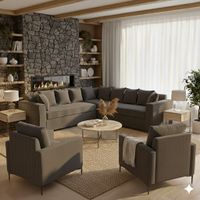 Living 311 Baco seccional mas 2 poltronas color marengo resortes pocket