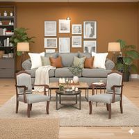 Juego de Living 311 Antonia gris sofa con resortes + 2 sitiales madera