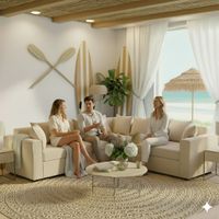 Seccional 6 Cuerpos Baco Beige Resorte Pocket