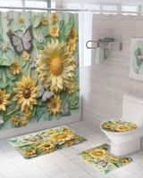 Juego 5 piezas con Cortina de baño de Tela Poliéster y Forro de Ducha de Plástico J-10