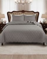 Cobertores de Verano-Primavera con Diseño de Pompon (2 plazas) gris