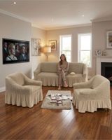 Juego de Fundas Cubre Sillon Turcas 3-1-1 con Textura de Burbuja m5