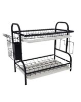 Organizador Escurridor de Loza 2 Niveles Negro Metal