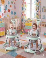 Pack 2 Andador de Bebe Gemelos con Juegos Interactivos Verde Menta