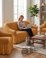 Juego de Fundas Cubre Sillon Turcas 3-1-1 con Textura de Burbuja m4