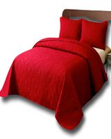 CUBRECAMA ELEGANTE  QUILT VERANO KING - SUPER KING 250 CM X 270 CM ROJO