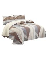 Cubrecama Quilt con sherpa 2 plaza beige 230 cm x 250 cm J7