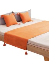 PIECERA SIN FUNDAS 2 PLAZAS CON POMPONES NARANJA