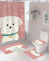 Juego 5 piezas con Cortina de baño de Tela Poliéster y  Forro de Ducha de Plástico J-7