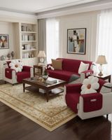 Juegos 3+1+1 de Cubre sillon reversibles con bolsas negro