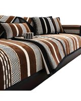 PACK DE 5 FUNDAS PARA SOFA CON DISEÑO RAYAS CAFÉ