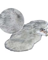 ALFOMBRAS DECORATIVAS IMITACION PIEL DE CONEJO BLANCO CON GRIS