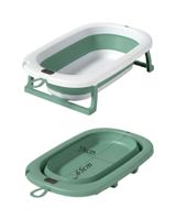 BAÑERA TINA BEBE PLEGABLE PLEGABLE CON TERMOMETRO Y COJÍN VERDE