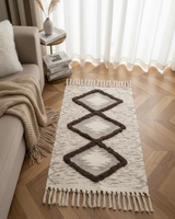 Pack de 2 Alfombra de Lino Bajada de Cama estilo Boho medida 60 cm x 90 cm A8