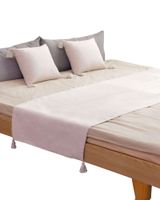 PIECERA SIN FUNDAS 2 PLAZAS CON POMPONES BEIGE