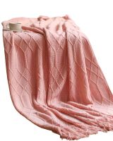 Mantas para sofas camas u oficinas con Flecos 127x152 cm Rosado