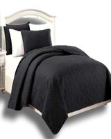CUBRECAMA ELEGANTE  QUILT VERANO KING - SUPER KING 250 CM X 270 CM NEGRO