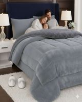 Plumón Cubrecama Chiporro 1.5 plaza Extra Cálido Invierno gris