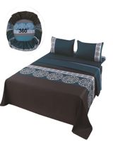 SET DE SABANAS DISEÑO ESTAMPADO 2 PLAZAS VERDE OSCURO