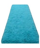 Pasillera alfombra peluda liviana 70x150 ultra suave CELESTE