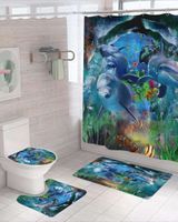 Juego 5 piezas con Cortina de baño de Tela Poliéster y  Forro de Ducha de Plástico J-22