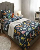 Juego de Sábanas niña niño infantil plaza y media Dinosaurio