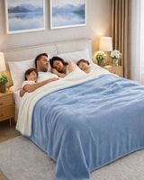 FRAZADA CON CHIPORRO ELEGANTE 2 PLAZA 200X230cm Celeste