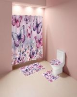 Juego 5 piezas con Cortina de baño de Tela Poliéster y  Forro de Ducha de Plástico J-18