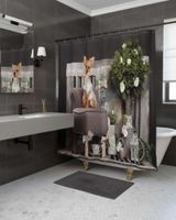 Cortina de Baño Tela Género + Forro Impermeable c33