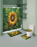 Juego 5 piezas con Cortina de baño de Tela Poliéster y Forro de Ducha de Plástico J-11