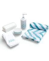 Juego Set de Baño en Caja 6 Piezas Cortina, Toalla y Jaboneras Mashini A07