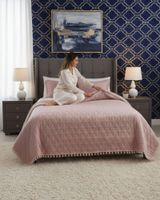 Cobertores de Verano-Primavera con Diseño de Pompon (king-super king) motrado