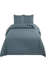 Cubrecamas Quilt Plaza y Media con Pompones B1